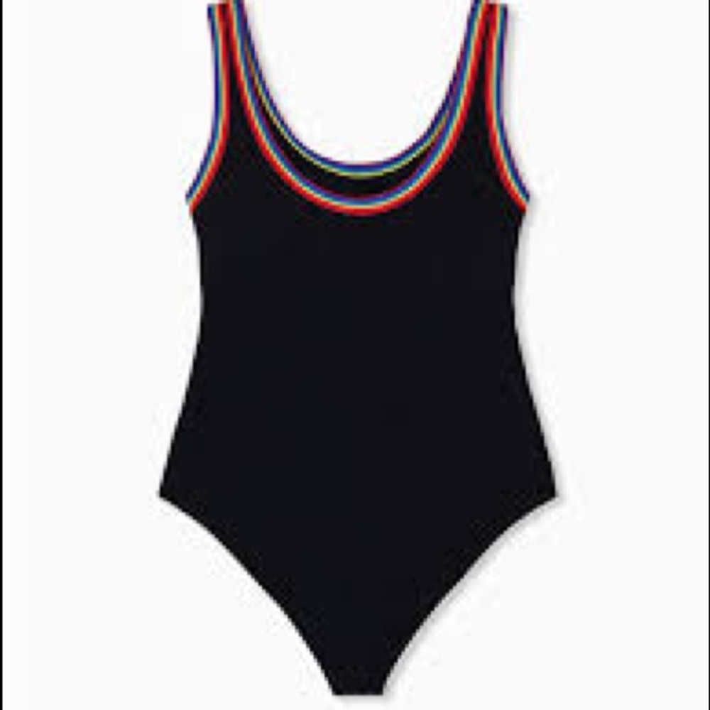 TORRID BLACK & RAINBOW RINGER FOXY BODYSUIT 6X